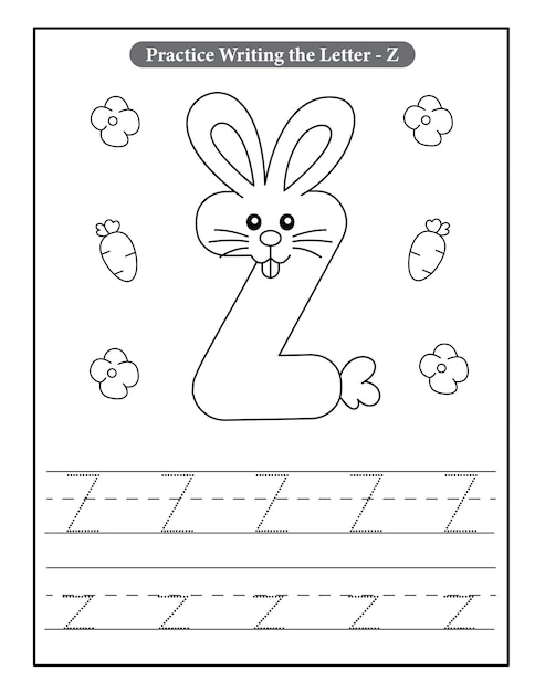 Rabbit alphabet coloring pages for toddlers