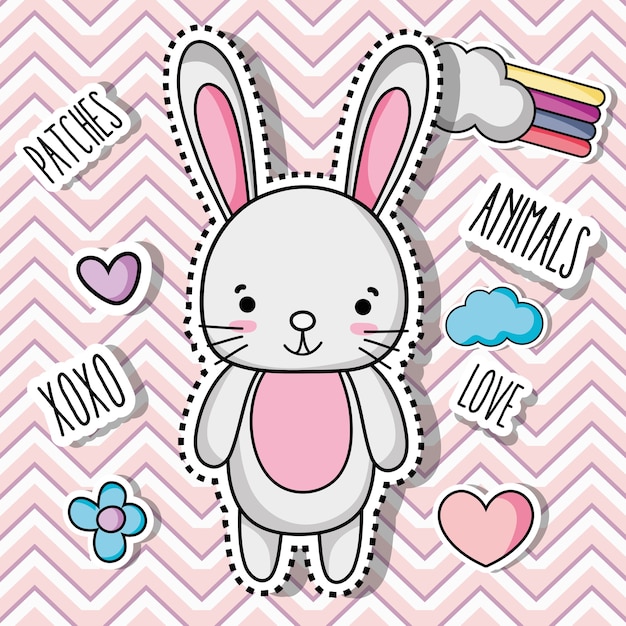 Rabbit animal patch sticker