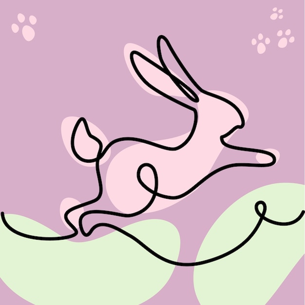 Rabbit as the symbol of the year according to the Chinese calendar in one solid line Christmastime