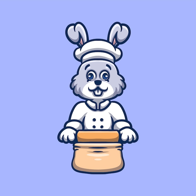 Rabbit Baker Creative Cartoon Illustration