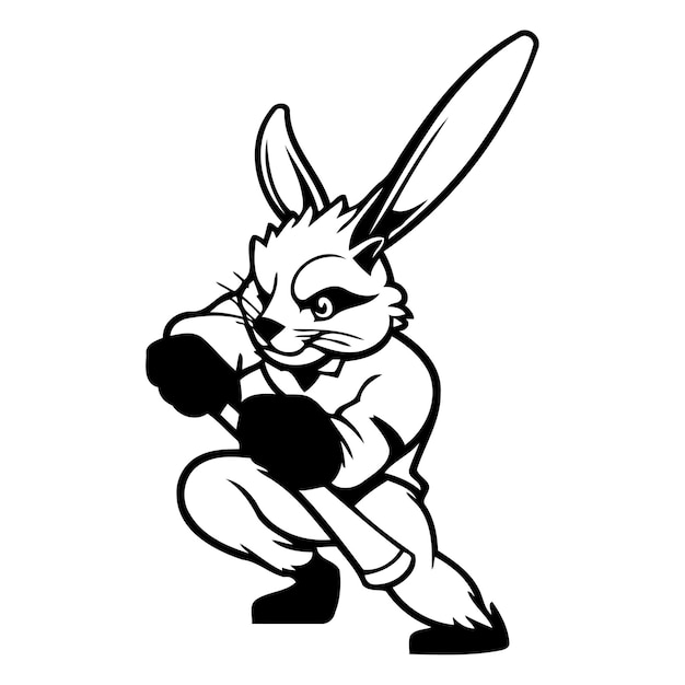 Vector rabbit baseball mascot vector illustration isolated on white background