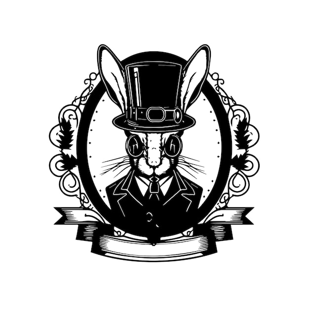 Vector rabbit bunny gangster logo illustration