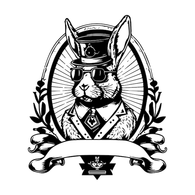 Rabbit Bunny Gangster Logo illustration