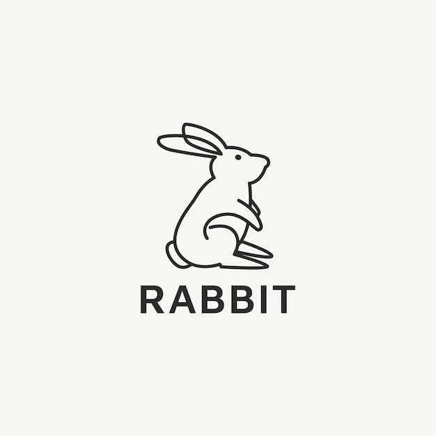 Rabbit bunny logo design with line art style 2