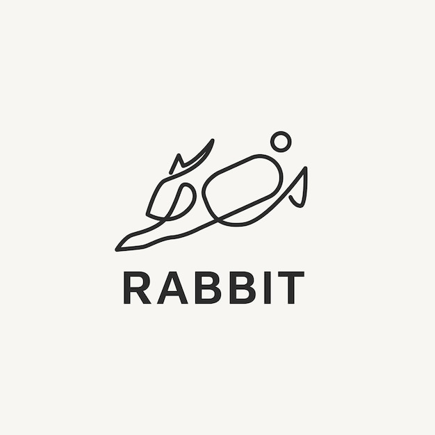 Vettore design del logo coniglio coniglio con stile line art 3