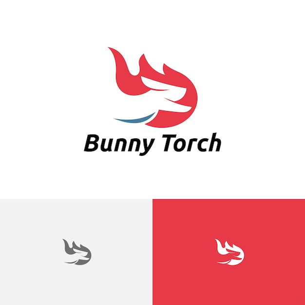 Rabbit Bunny Torch Fire Flame Running Speed Logo