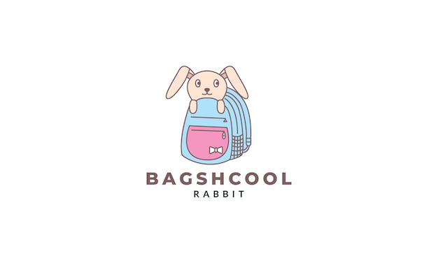 Rabbit or bunny with bag logo vector illustration