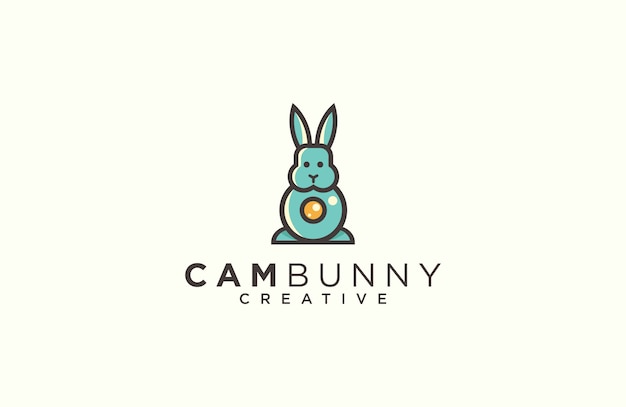 Vector rabbit and camera logo design vector