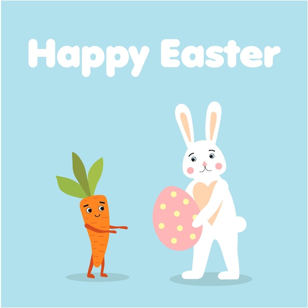 Vector rabbit carrot easter