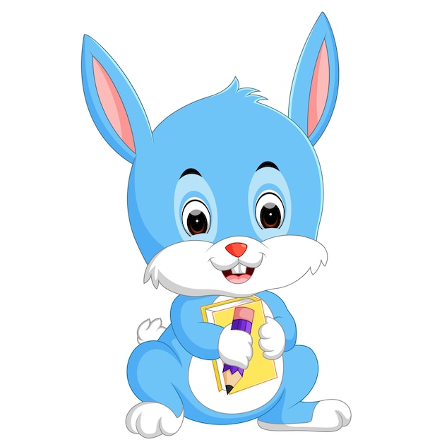 rabbit cartoon holding book