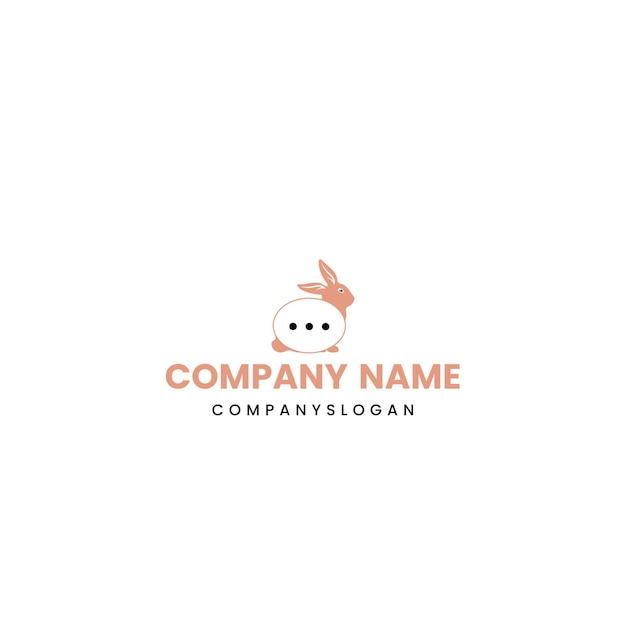 Vector rabbit chat negatief logo ontwerp