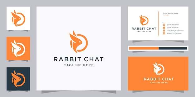 Rabbit and chat negative space logo design