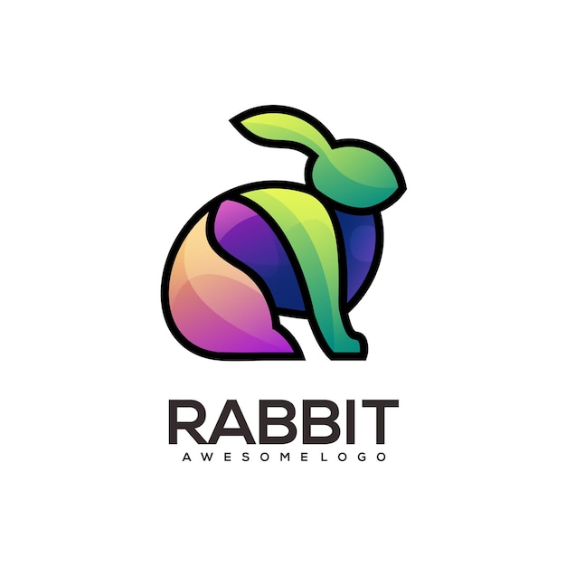 토끼 다채로운 로고 그라데이션 그림
