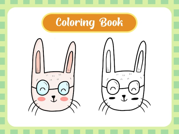 Rabbit coloring book page for kids  