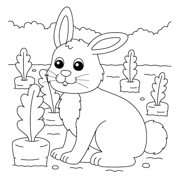 Vettore pagina da colorare di coniglio per bambini