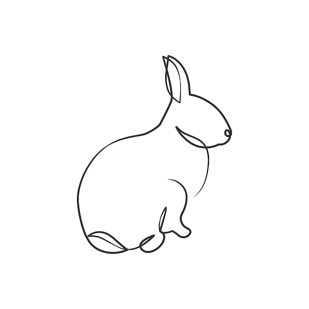 Rabbit continuous one line art drawing