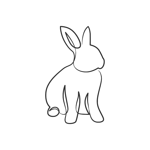 Rabbit continuous one line art drawing