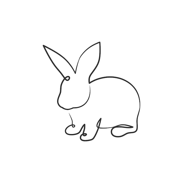 Rabbit continuous one line art drawing