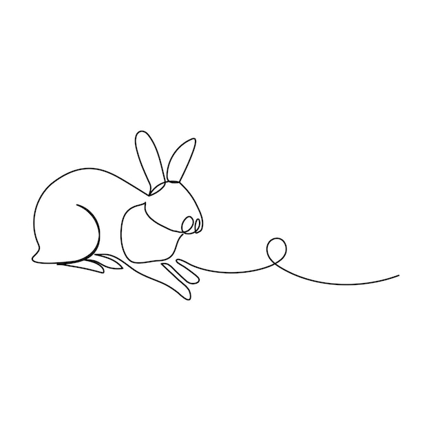 Кролик непрерывная одна линия рисует контур векторной иллюстрации