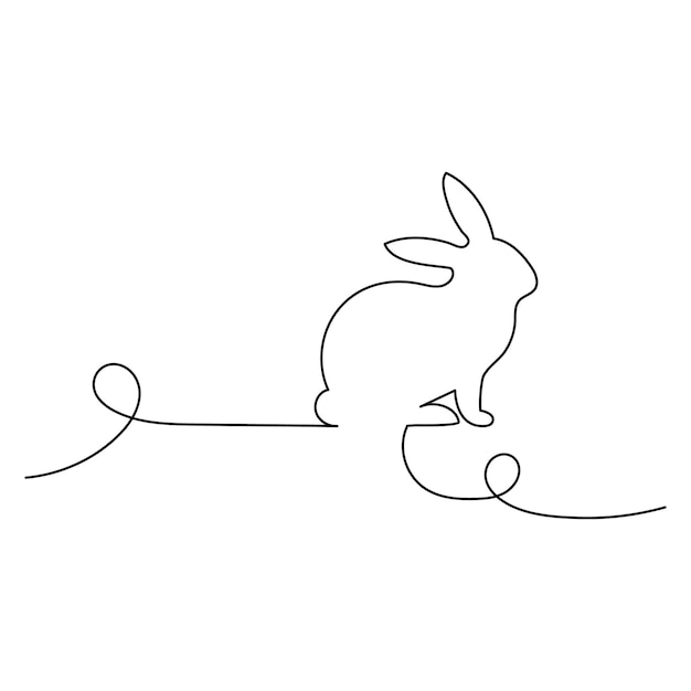 Vector rabbit continuous one line drawing outline vector illustration