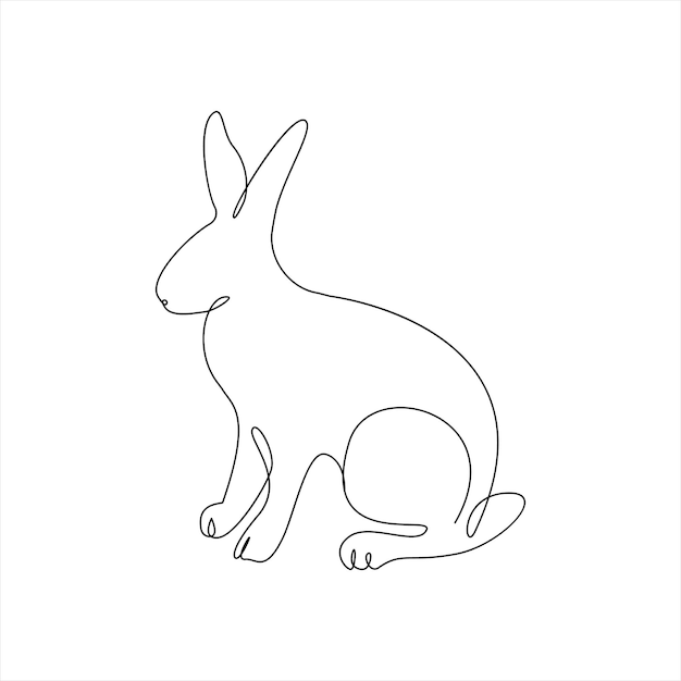 ウサギの連続シングルラインアート 概要 絵 スケッチ ベクトル 編集可能なストロークイラスト