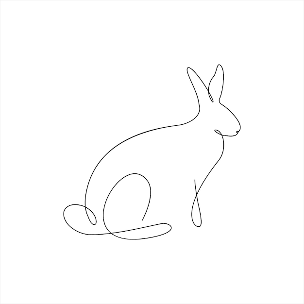 ウサギの連続シングルラインアート 概要 絵 スケッチ ベクトル 編集可能なストロークイラスト