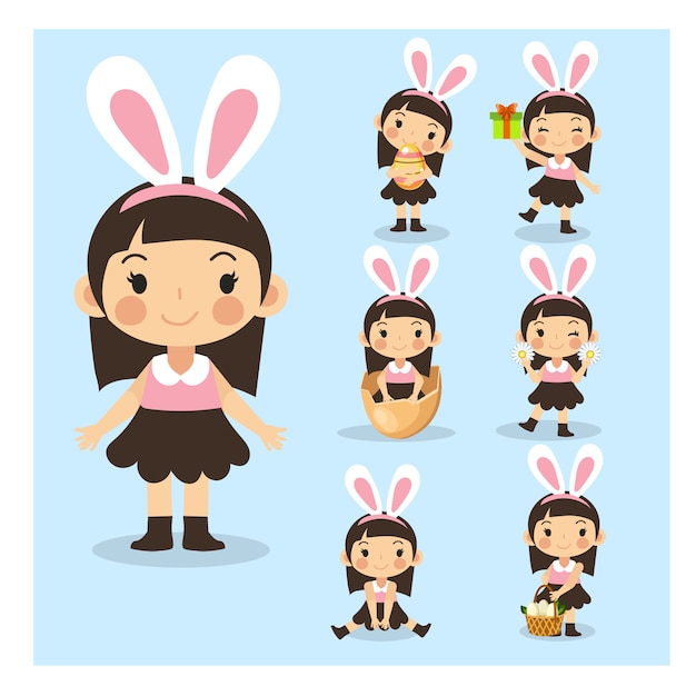 Rabbit costume girl set