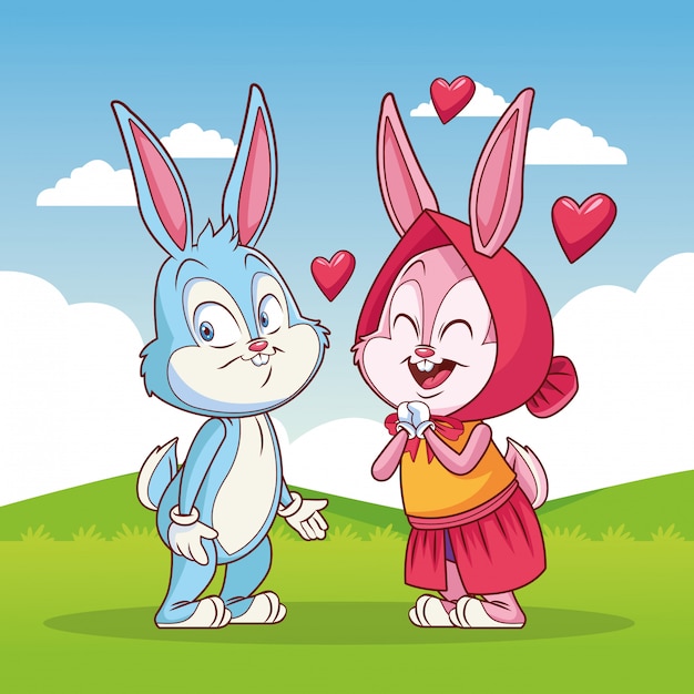 Rabbit couple in love