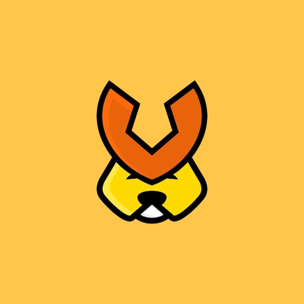 Vector rabbit crown logo design mascot logo in minimalistic and flat style cute bunny shield