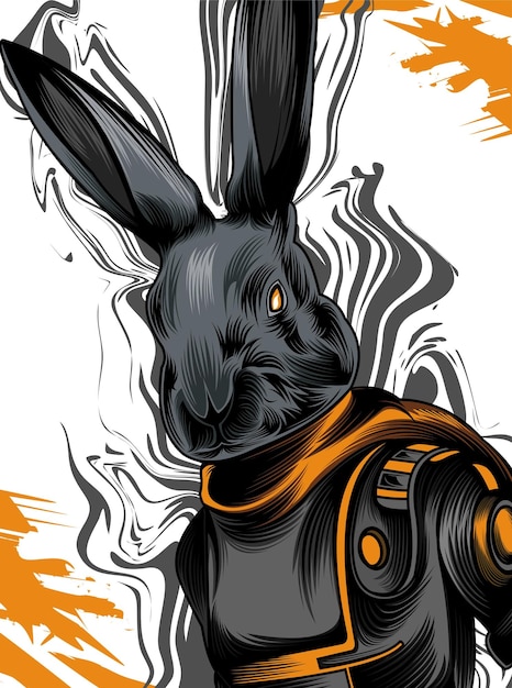 Rabbit cyborg with cool suit