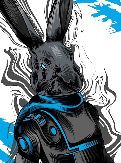 Rabbit cyborg with cool suit