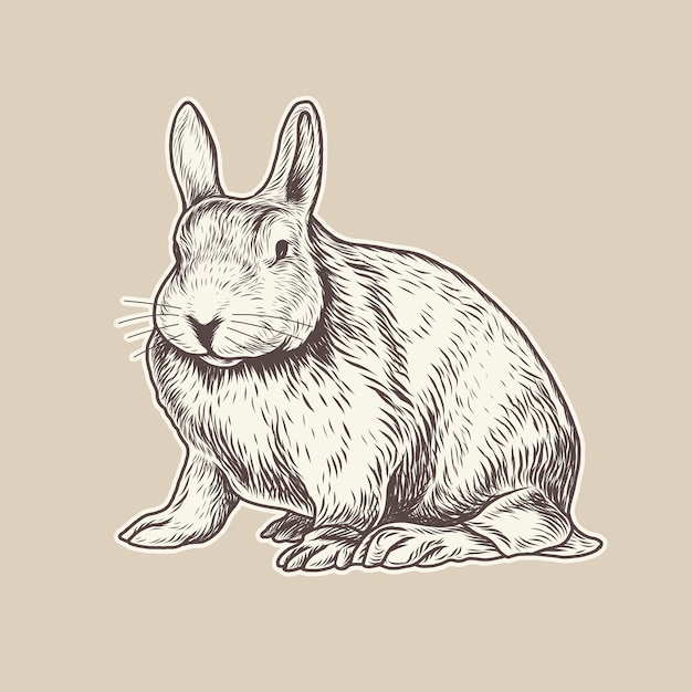 Vector rabbit detailed handdrawn vintage vector illustration