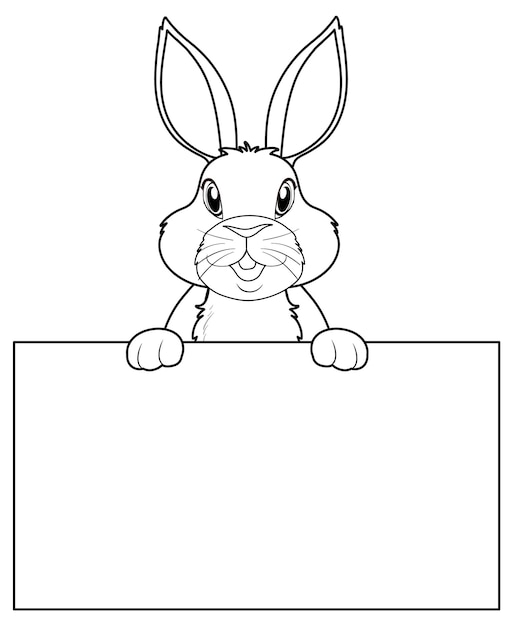 Rabbit doodle outline for colouring