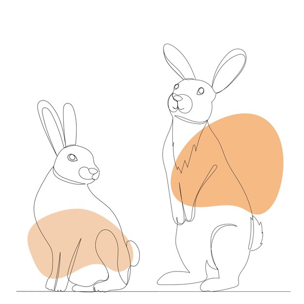 Rabbit drawing one continuous line