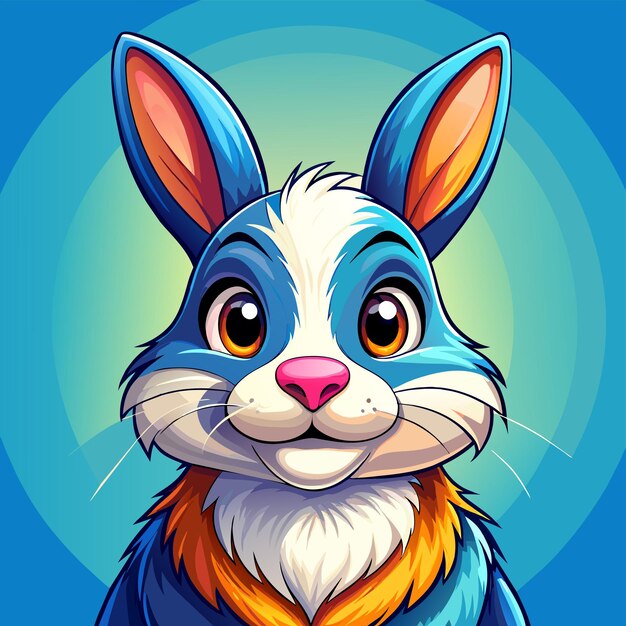 Rabbit easter bunny hand drawn cartoon character sticker icon concept isolated illustration