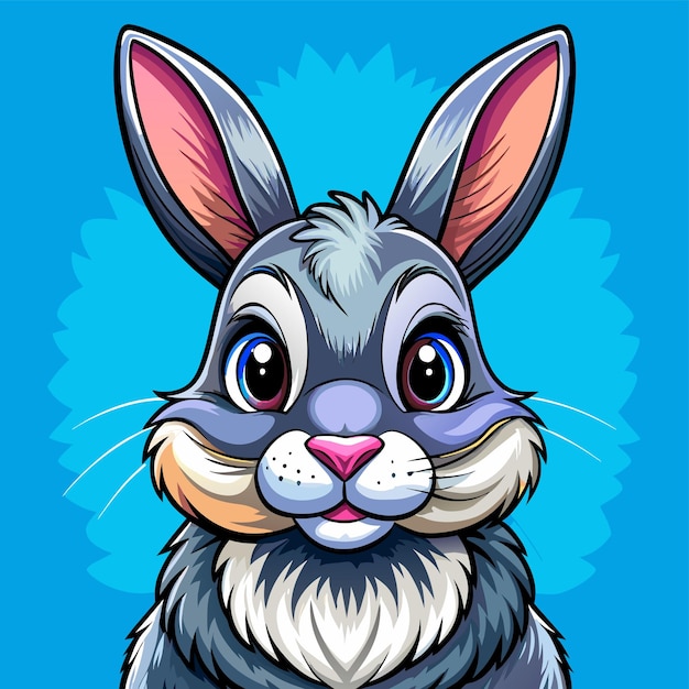 Vector rabbit easter bunny hand drawn cartoon character sticker icon concept isolated illustration