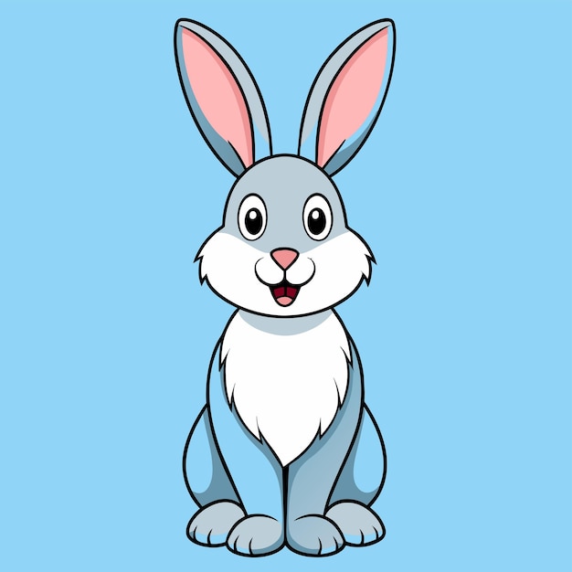 Vector rabbit easter bunny hand drawn cartoon character sticker icon concept isolated illustration