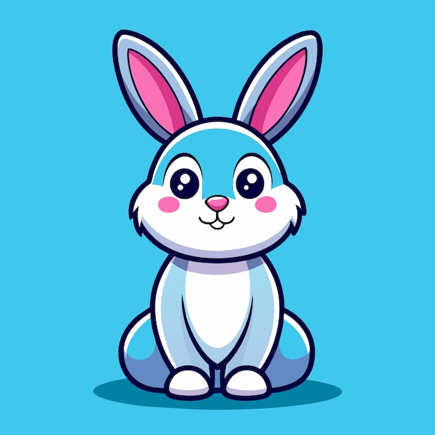 Rabbit easter bunny hand drawn cartoon character sticker icon concept isolated illustration