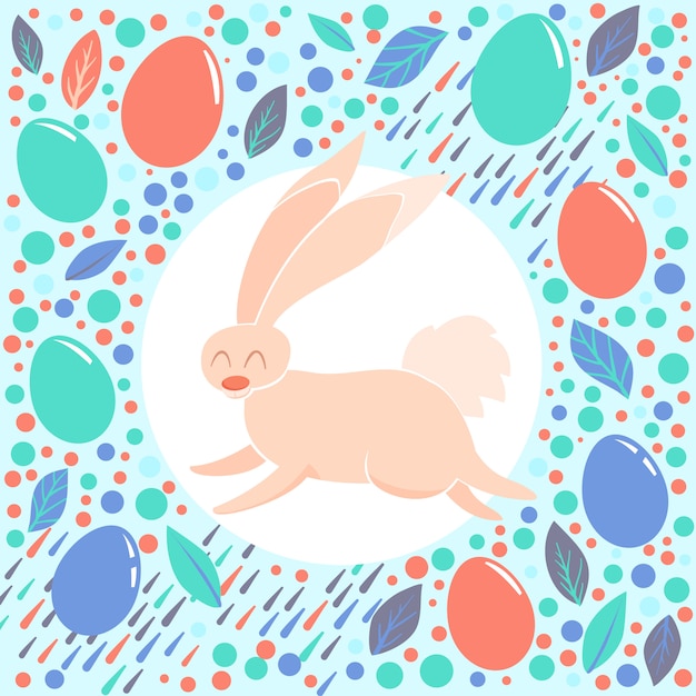 Rabbit easter eggs background