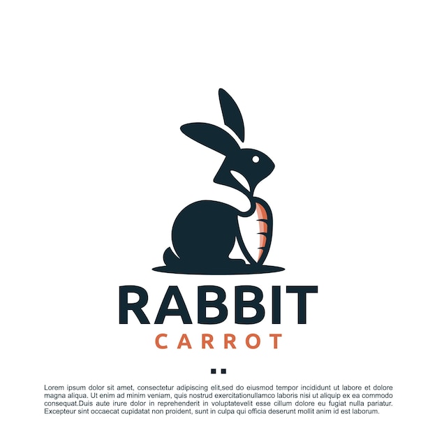 Coniglio che mangia carota, modello di progettazione del logo