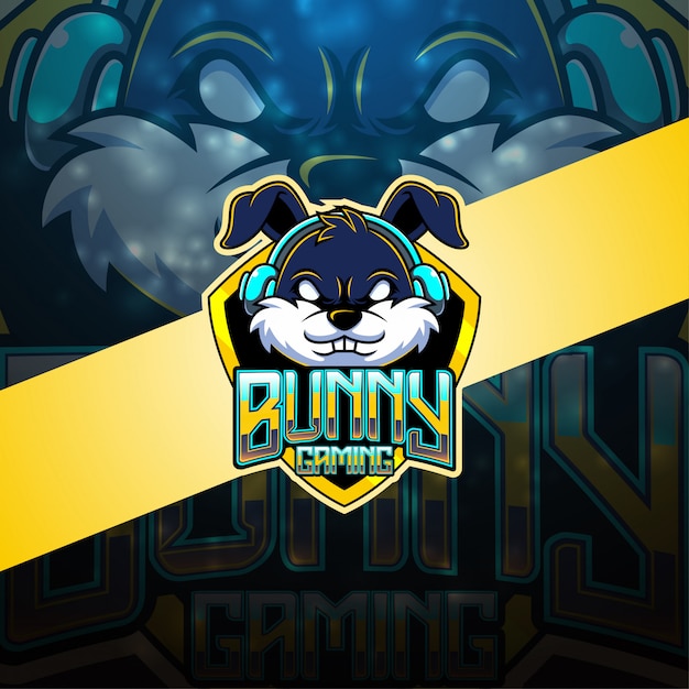 Logo della mascotte di coniglio esport