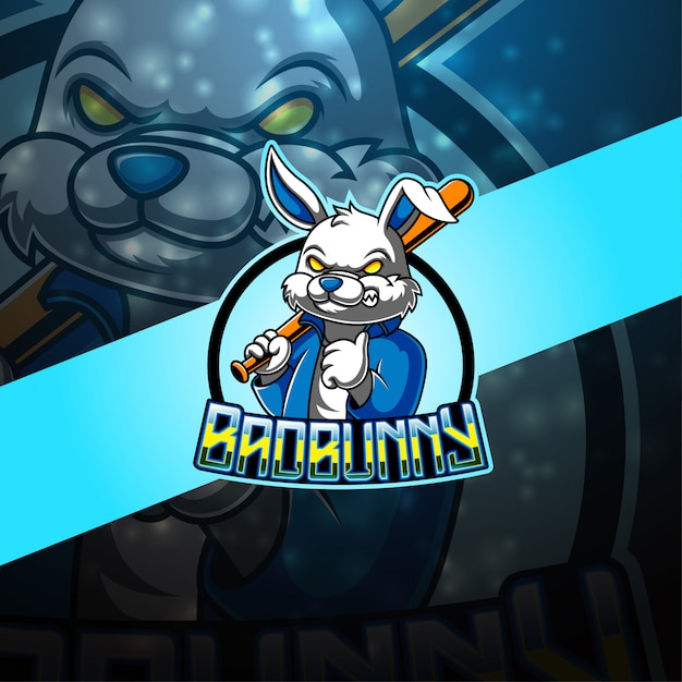 Logo della mascotte di coniglio esport