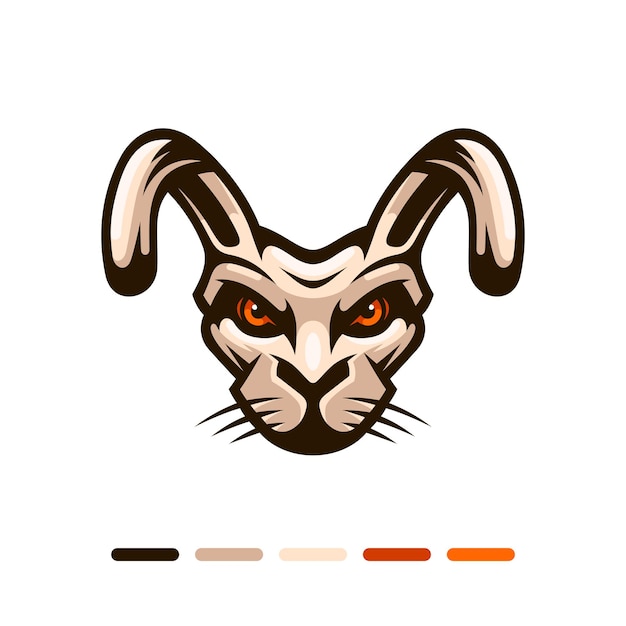 Disegno del logo della mascotte degli esport del viso di coniglio