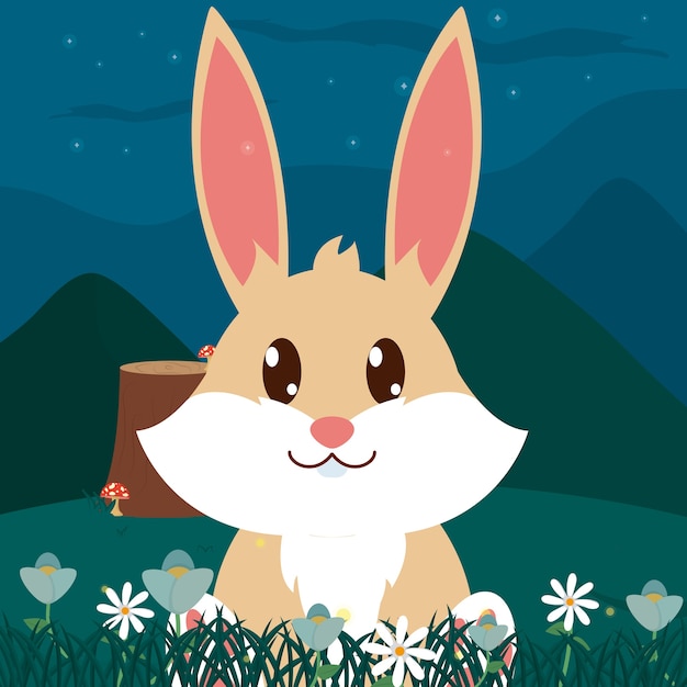 rabbit at forest cute animal cartoons