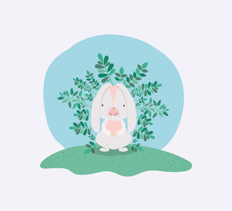 Vector rabbit in the garden easter card