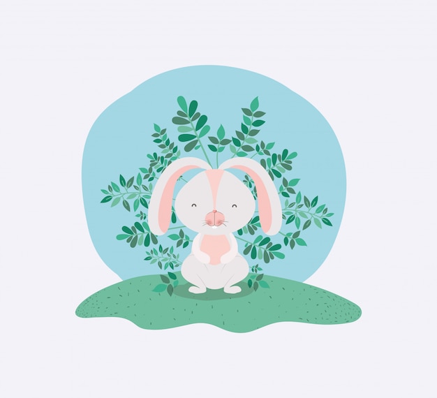Vector rabbit in the garden easter card