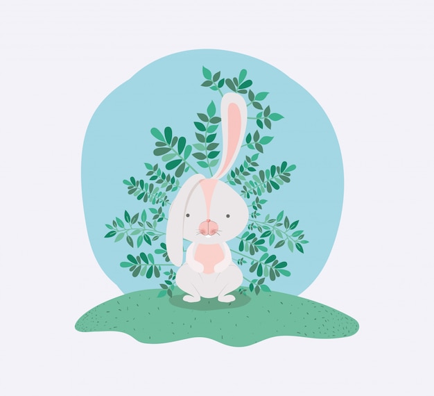 Vector rabbit in the garden easter card