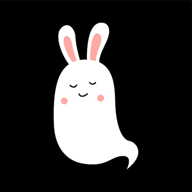 Rabbit ghost personage design cartoon voor halloween element poster illustratie