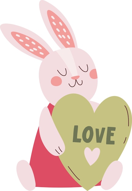 Vector rabbit girl with heart