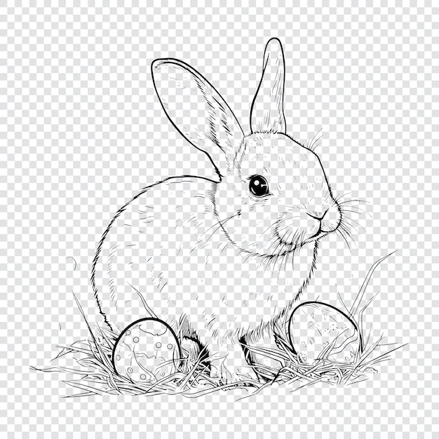 벡터 rabbit hand drawn engraving style vector illustration